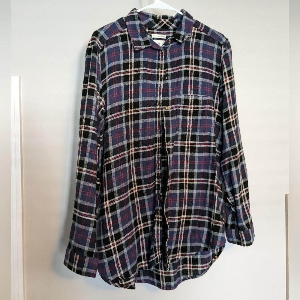 Blue AEO plaid flannel